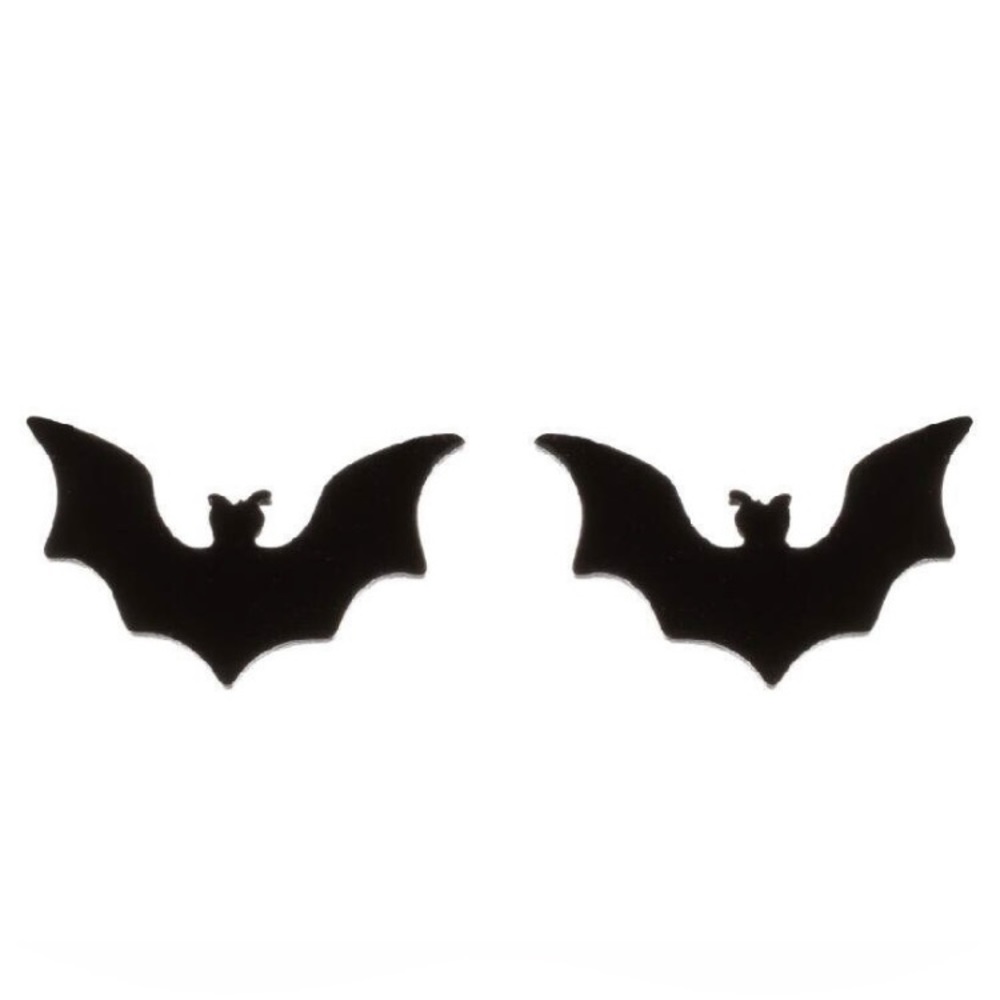 Black Stainless Steel Bat Stud Earrings, Halloween Earrings, Dainty Earrings.